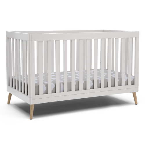 Delta Children Essex 4-in-1 Convertible Baby Crib, Bianca White/Natural Legs