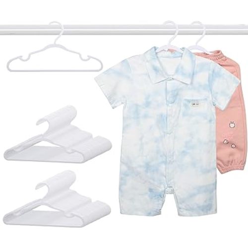 100 Pack White Baby Hangers 11.42 Inch - Kids Non-Slip Clothes Hangers for Infant & Child, Durable Plastic Children's Hangers for Closet, Pants, Coats, Skirts