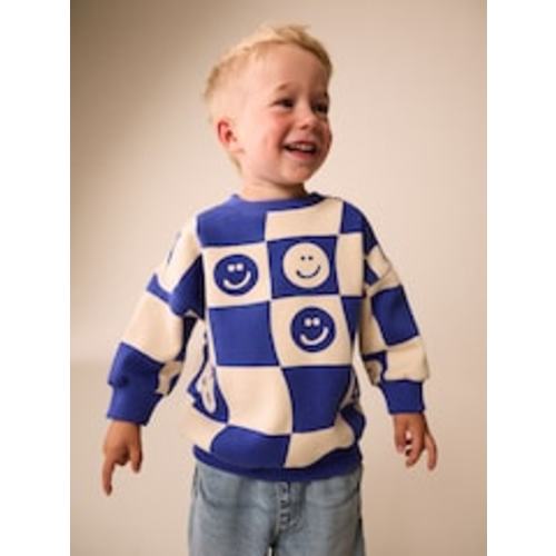 Buy Blue Checkerboard All Over Printed Crew Neck Sweat Top (3mths-7yrs) from Next USA