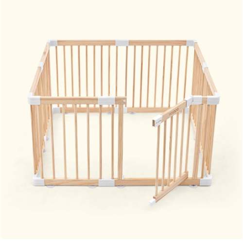 HARPPA Grovi Wooden Baby Gate Playpen | Non-Toxic Foldable DIY Adjustable Play Yard for Infants & Toddlers – Natural Finish Baby Fence for Small & Large Spaces