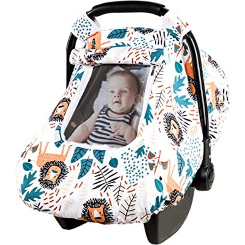 Baby Car Seat Cover, Winter Car Seat Covers for Babies, Carseat Cover Boy, Mink Carseat Canopy with Window, Cozy & Warm Cover, Lion