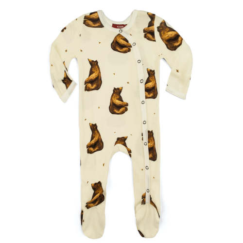Honey Bear Bamboo Snap Footed Romper