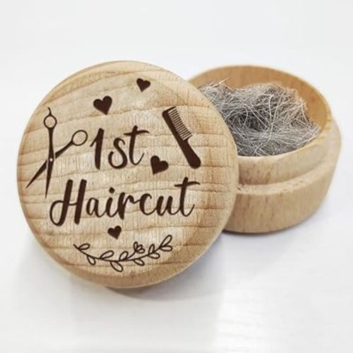 AHANDMAKER Baby Keepsake Box for First Hair, First Haircut Keepsake Wooden Baby Hair 3D Box, Cute Container Box to Keep the Childhood Memory for Birthday Gift Present
