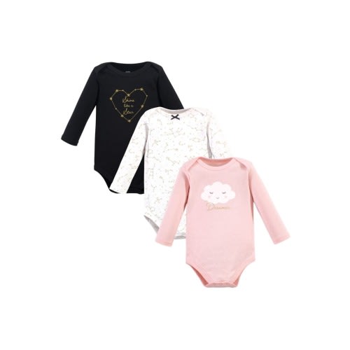 Infant Breathable Cotton Long-Sleeve Bodysuit Bundle 3 Count
