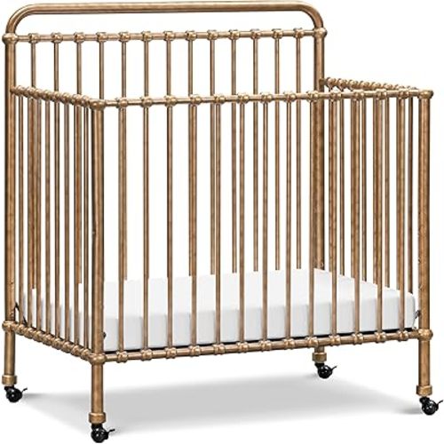 Namesake Winston 4-in-1 Convertible Mini Crib w/Removable Wheels - Converts to Toddler Bed, Daybed & Twin-Size Bed - GREENGUARD Gold Certified - 4 Adjustable Heights - Durable Metal, Easy to Assemble