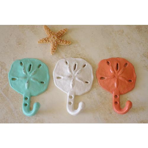 Beach Decor Cast Iron Sanddollar Wall Hook  - PICK YOUR COLOR