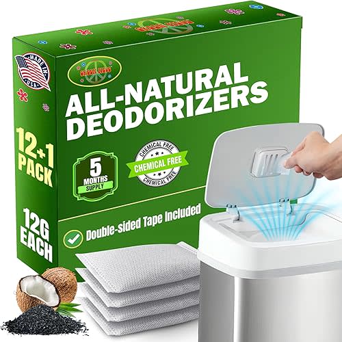 Green Piece® Pack of 12 +1 - Compatible with Diaper Genie - All Natural Baby Diaper Pail Deodorizer - Overstuffed - Activated Charcoal Air Purifier - * Made by Green Piece in the USA *