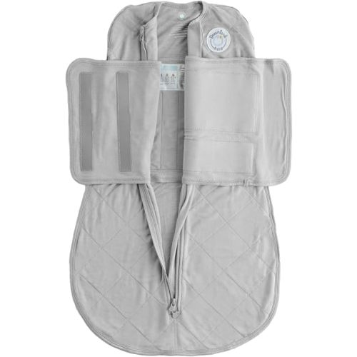 Dreamland Baby Viscose Swaddle Blanket (0-6 Months). 1.0 TOG Ultra Soft Swaddle Blanket w/Built in Band. 97% Viscose, 3% Spandex (Grey). Mom-Owned US Business, Premium Materials
