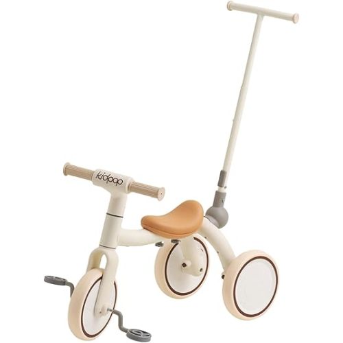 Kidpop Pony 4-in-1 Kids Tricycle Bike Stroller with Handle Push Bike for Toddlers 1-3 Award Winning Balance Bike Best Gift for Toddler (White)