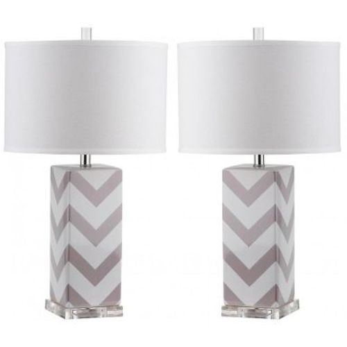 Chevron Stripe Table Lamp (Set of 2) - 27 Inch Height - LIT4136 - Grey - Safavieh