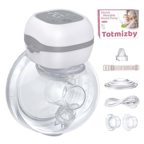 Totmizby Hands-Free Wearable Breast Pump,Electric Breast Pump with 3 Mode & 12 Levels,Portable and Low Noise-17/19/21/24mm Flange,1 Pack(Gray)