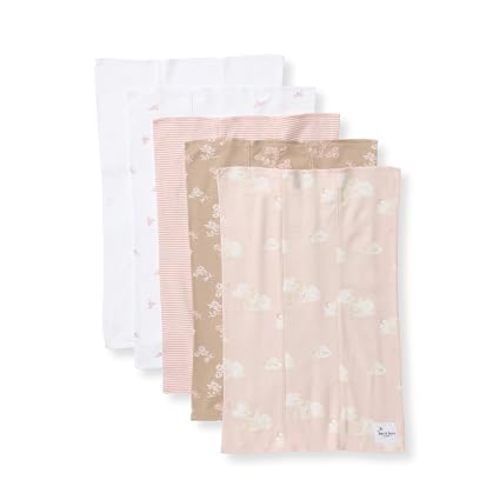 Burt's Bees Baby 100% Organic Cotton Burp Cloths, 17x11.75 in, 5-Pack | Extra absorbent large burp cloths are perfect for catching every messy moment