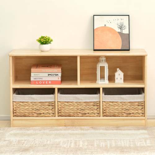 OOOK Rubber Wood 5-Compartment Montessori Shelf (LARGE SIZE)