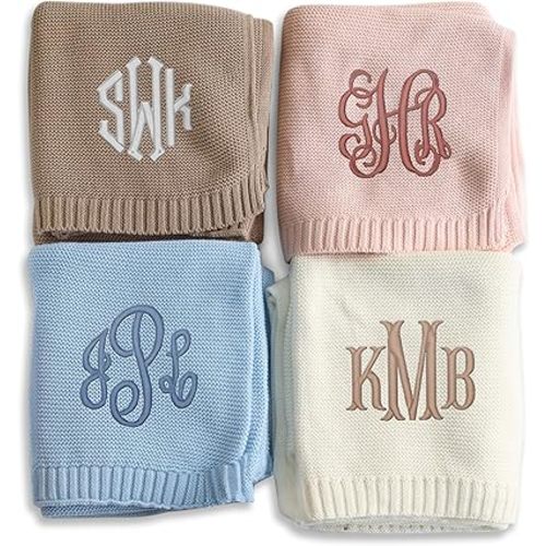 Embroidered Baby Blanket, Monogrammed Baby Blanket for Boys Girls