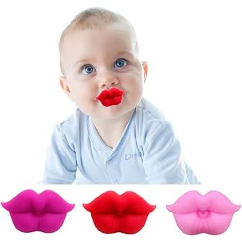 YAPROMO Funny Baby Pacifiers, 3 Pcs Lips Pacifiers for Babies 0-18 Months, Pink Lips Binky, Pacifier Gifts for Newborns,Infants, Toddlers,Baby Girl