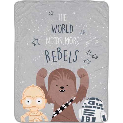 Star Wars Rebels R2D2/C-3PO/Chewbacca Soft Faux Shearling Baby Blanket
