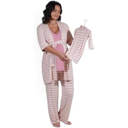 5 Piece Maternity and Nursing PJ Pant Set for Mom and Baby