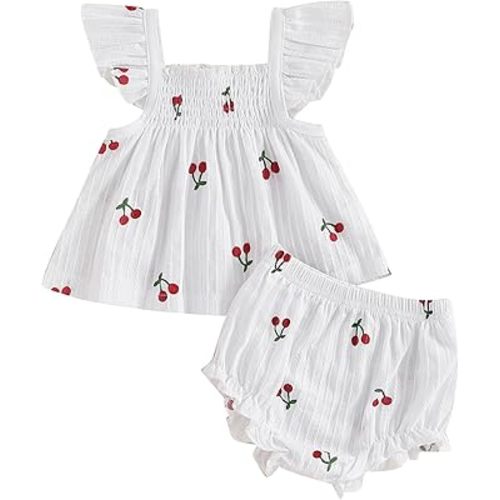 Mubineo Baby Girl Summer Clothes Cute Ruffle Tops Dress Shorts Outfits Set Infant Toddler Shrit Bloomers Princess Outfit