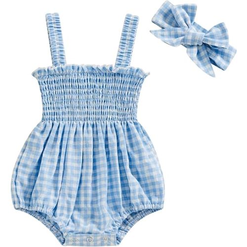 Newborn Baby Girl Bodysuit Sleeveless Halter Frill Romper One-piece Jumpsuit with Headband Summer Clothes Set