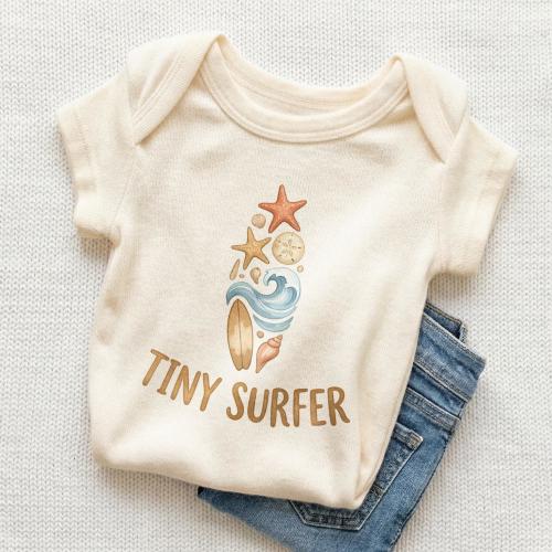 Tiny Surfer Baby Onesie - Cute Beach Surf Bodysuit