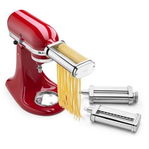 KitchenAid 3pc Pasta Roller & Cutter Set - KSMPRA: Metal Stand Mixer Accessories, Includes Fettuccine Cutter, Silver