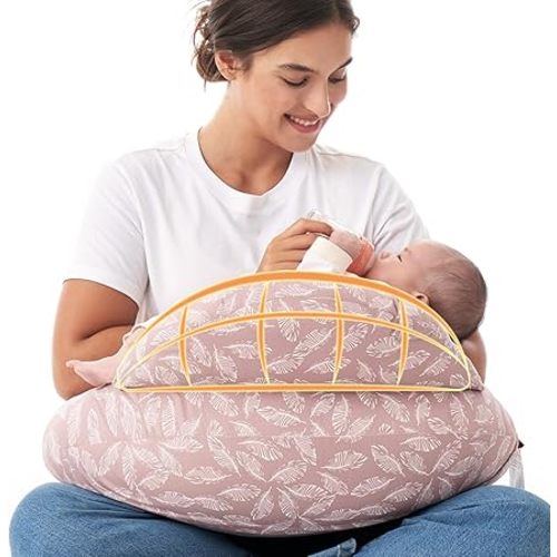 Momcozy Original Nursing Pillow for Breastfeeding-Innovative Safety Guard - Wider Feeding Pillows for More Support for Mom & Baby- Easier Nursing & Hand Free- Fit for All, Removable Cotton Cover