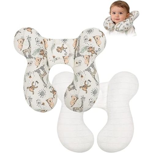 KAKIBLIN Baby Travel Pillow, Baby Neck Pillow for Car Seat, U-Shaped Head and Neck Support for Stroller Pushchair, Soft Cooling Breathable Infant Head Pillow for Newborn Toddler