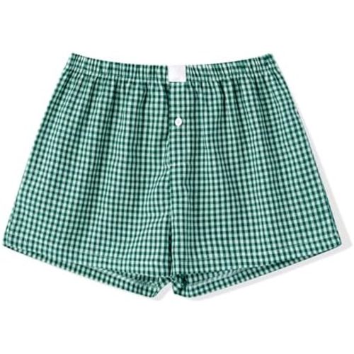 Y2k Women Gingham Boxer Shorts Low Rise Micro Pajamas PJ Sleep Short Pants Plaid Sleepwear Sleeping Lounge Bottoms