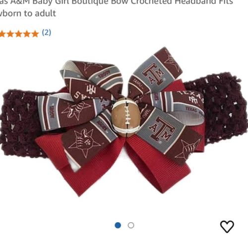 Texas A&M Baby Girl Boutique Bow Crocheted Headband Fits newborn to adult