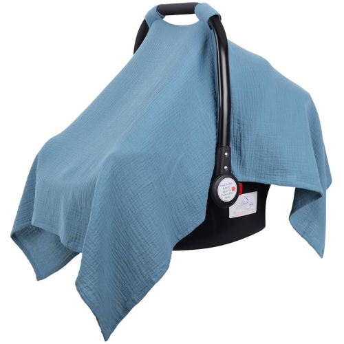 Metplus Muslin Car Seat Cover for Babies - Carseat Stroller Cover Infant Stroller Covers for Boys and Girls, Breathable & Lightweight, Fits Most Strollers & Baby Car Seats