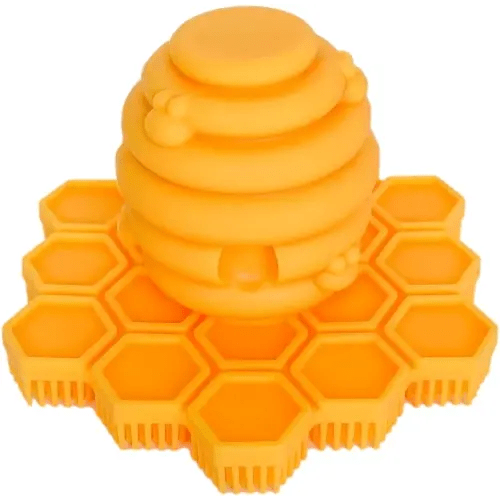 Big Bee, Little Bee - Original ScrubBee, 100% Silicone Childrens Bath Scrubber, Promotes Effective Independent Hand & Body Washing, As Seen on Shark Tank (Marigold)
