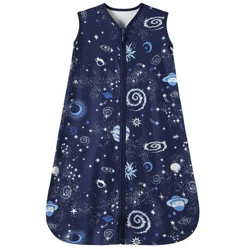 Baby Sleep Sack 6-12 Months Baby Wearable Blanket 100% Rayon Cotton 2-Way Zipper Toddler Sleeping Sack，Comfy Soft Lightweight TOG 0.3（Galaxies）