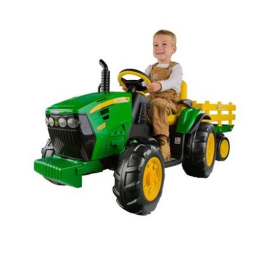 PEG 12V John Deere Ground Force Tractor with Trailer Powered Ride-On - Green