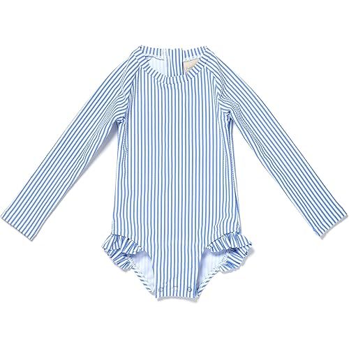 Coast & Crest Baby and Toddler Girl Long Sleeve Rash Guard One Piece Swimsuit - 6-12M