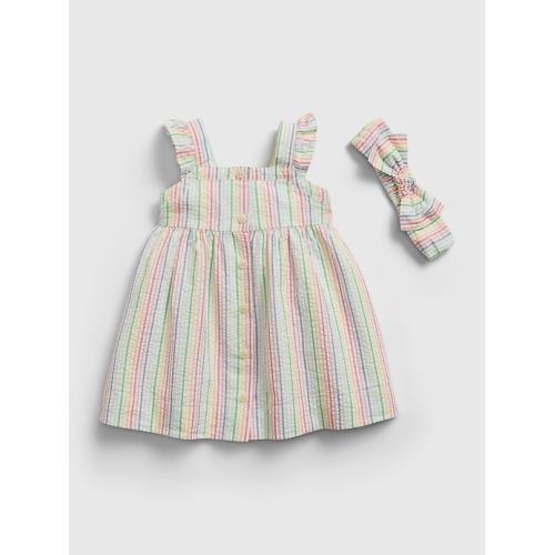 Baby Rainbow Stripe Dress with Headband