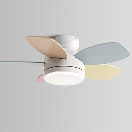 Flush Mount 38in Ceiling Fan with Light 6 Gear Wind Speed Quiet Ceiling Fans Remote LED Ceiling Lights Fan Lighting Timing Reversible Fan Light for Bedroom Kids Room Lounge