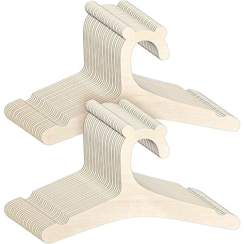 50 Pack Wooden Baby Hangers Wood Newborn Girl Boy Hangers 9 Inch Coat Hanger Cute Non-Slip Nursery Hanger for Baby Shower Toddler Kids Clothes Pants Coats Jackets