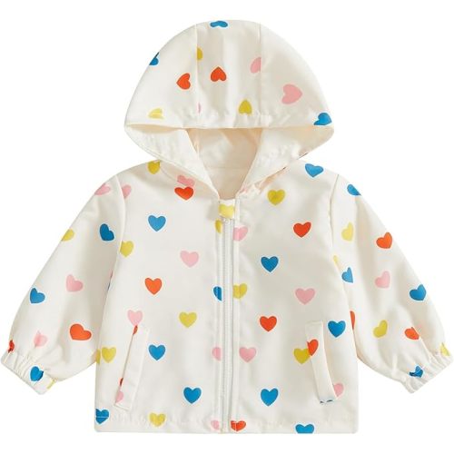 Toddler Girl Windbreaker Jacket Strawberry Baby Girls Hooded Fall Jackets Long Sleeve Zipper Outwear Winter Coat
