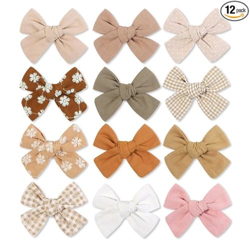 Baby Girl Hair Clips Set, 12 Pcs Hair Bows Barrettes Handmade Accessories Alligator Clip for Little Girls Babies Toddlers Child Kids Teens Gifts