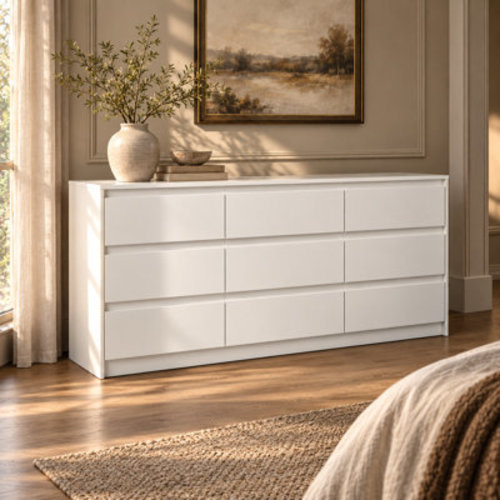 Ebern Designs Chest Of Drawers 9 Drawer Dresser, Wood Dresser 9 Drawer Chest & Reviews | Wayfair