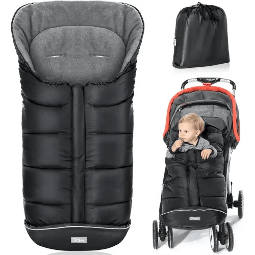 Orzbow Warm Bunting Bag Universal, Stroller Sleeping Bag Cold Weather, Waterproof Toddler Footmuff (Black)