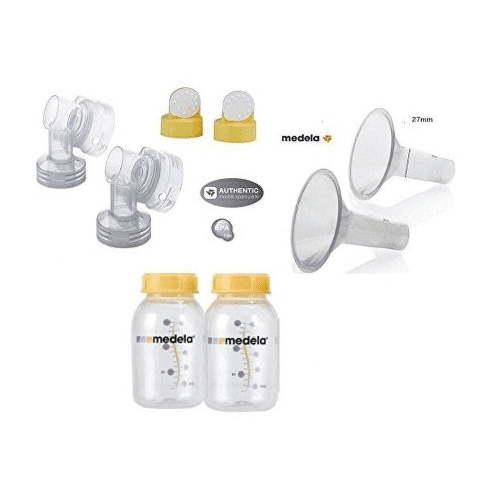 Medela replacement parts: Connector, valve with membrane, bottle, breastshield 27mm ( From bulk)