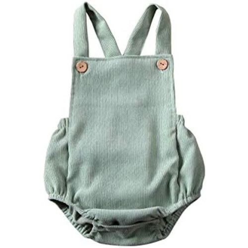Newborn Baby Summer Romper Unisex Solid Color Button Jumpsuit Sleeveless Backless Overalls Outfits 1Pcs