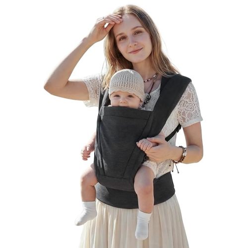 Baby Carrier Newborn to Toddler Baby Wraps Carriers(7-30lbs), Newborn Carrier with Head Support, Infant Holder Carrier with Enhanced Lumbar Support, Dark Grey