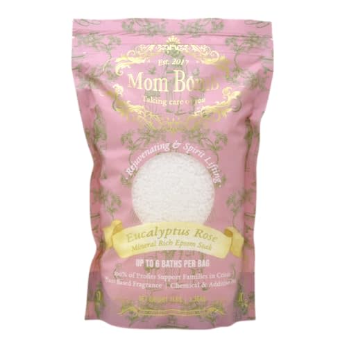 Mom Bomb Eucalyptus and Rose Epsom Salt Bath Soak – Natural Magnesium Salt with Essential Oils – Relaxing Aromatherapy for Stress Relief, Muscle & Foot Soak – Made in USA, 3 lbs
