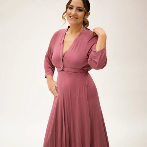 Lila Labor & Postpartum Gown in Dusty Rose