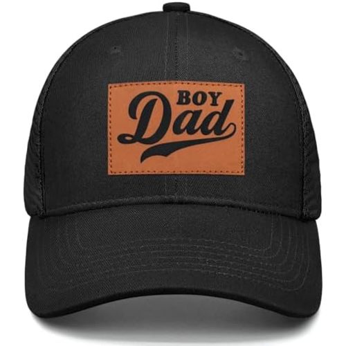 Boy Father Dad Gifts Hat, Dad Hats for Men Fathers Day Birthday Gifts, Adjustable Daddy Leather Patch Baseball Cap