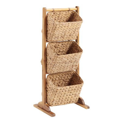 Drew Acacia And Water Hyacinth 3 Tier Basket Stand - World Market