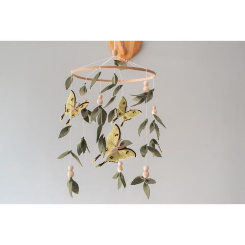 Lunar Moth Baby Mobile: Felt Woodland Nursery Decor