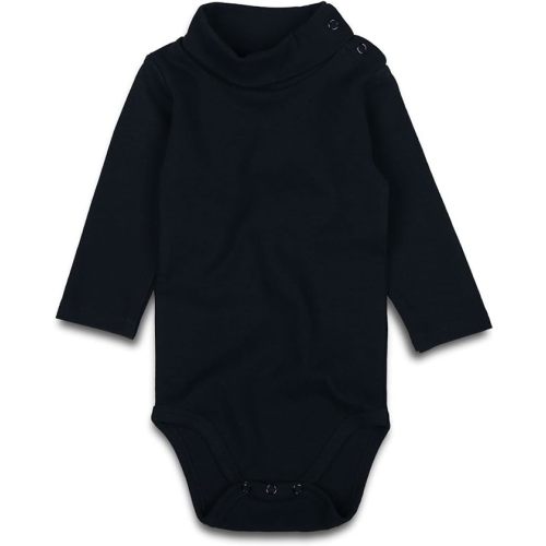 ROMPERINBOX Solid Baby Turtleneck Bodysuit Long Sleeve Cotton Onsies Boy Girl 1 Pack 0-24 Months